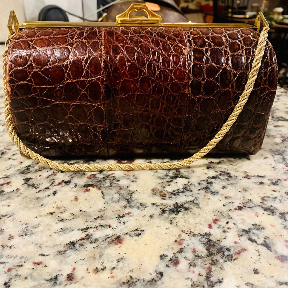 PALIZZIO Vintage alligator/crock box bag
